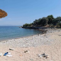 Harmony Apartment 20 Μικρή αμμώδης παραλία με ψάθινη ομπρέλα και ήρεμη θάλασσα δίπλα στο Harmony Apartment.